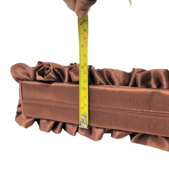 Chocolate Brown Satin Ruffle Evening Clutch Purse - Picture 6 of 8